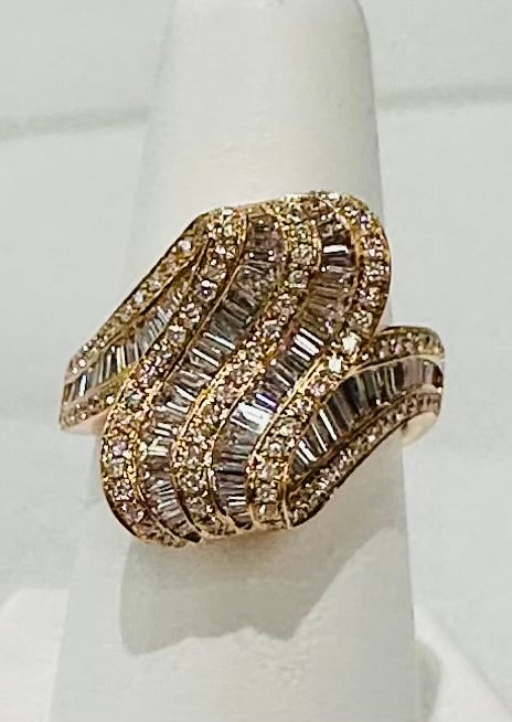 18k Rose Gold Baguette Wave Ring