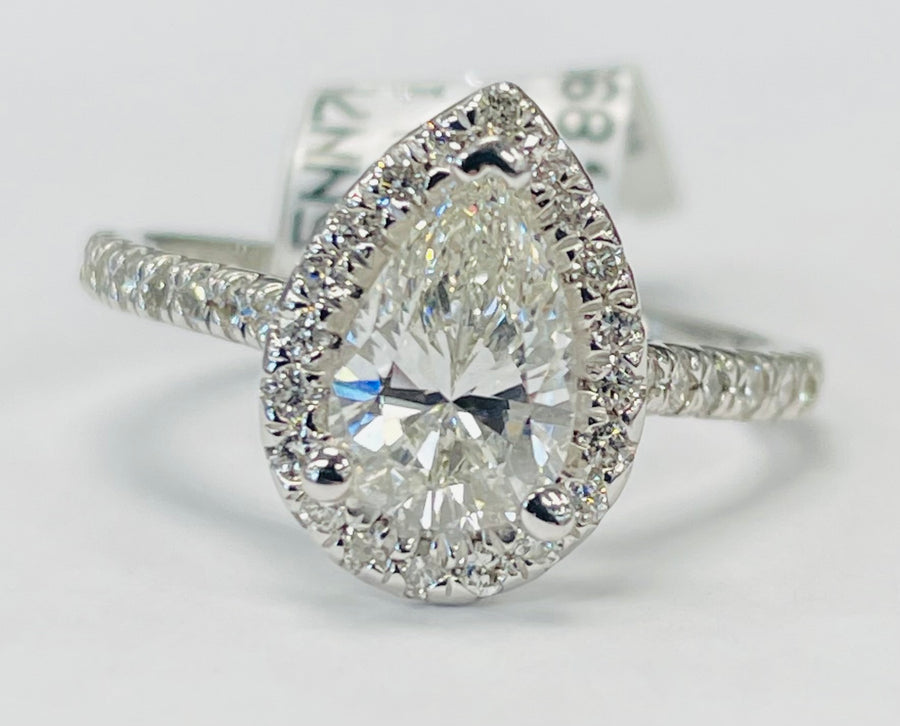 Certified Halo Pear Engagement Ring