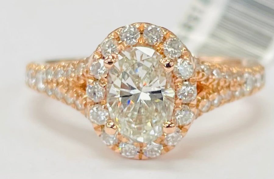 Certified VS Oval Rose Halo Engagement Ring