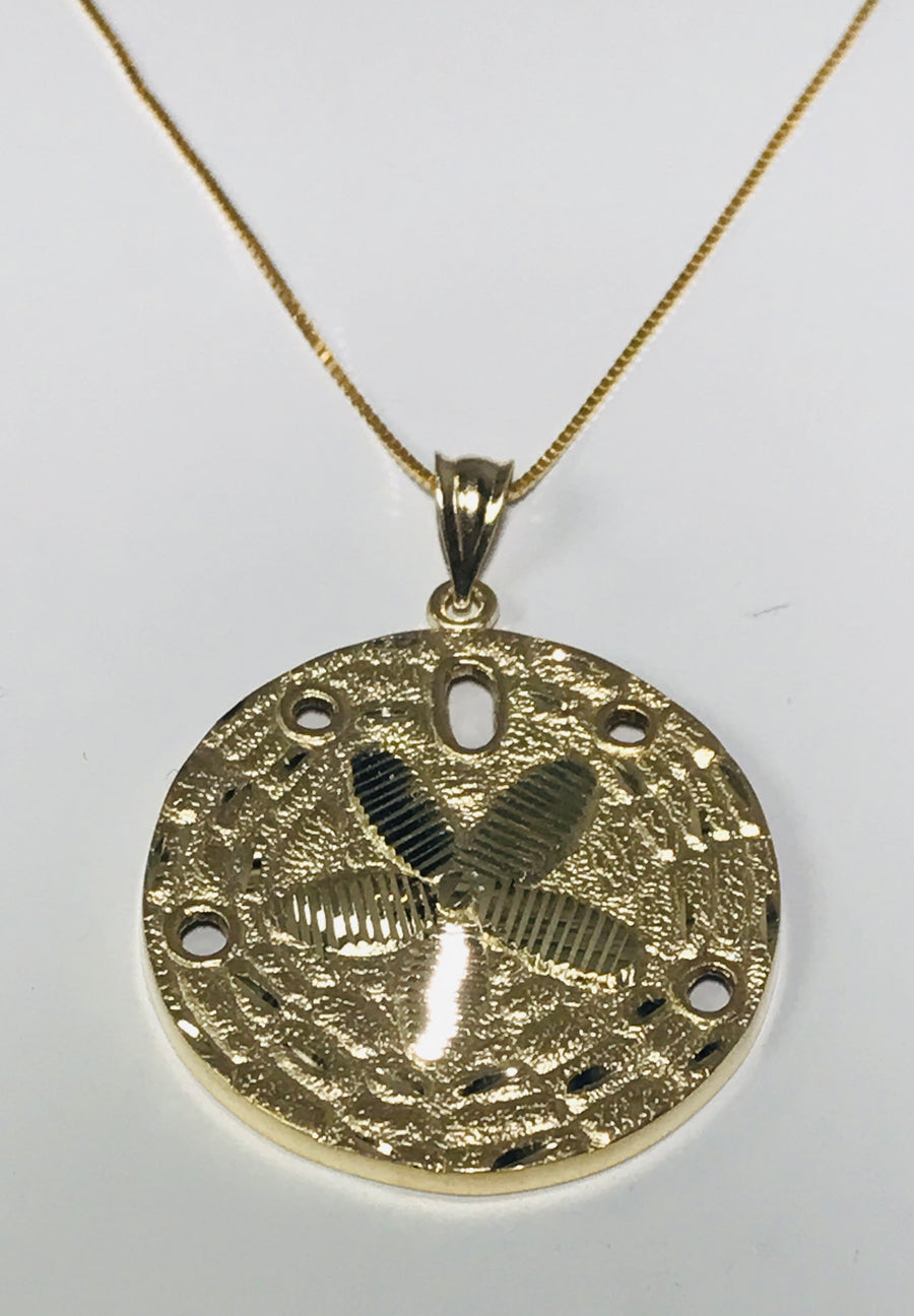 14k Gold Sand Dollar Necklace