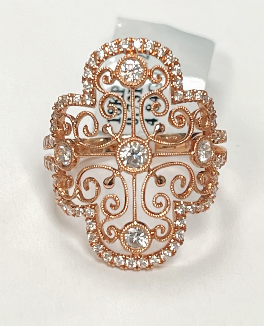 18k Rose Gold Diamond Fashion Ring