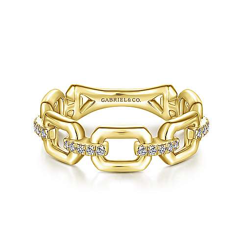 Chain Link Ring W/ Diamonds