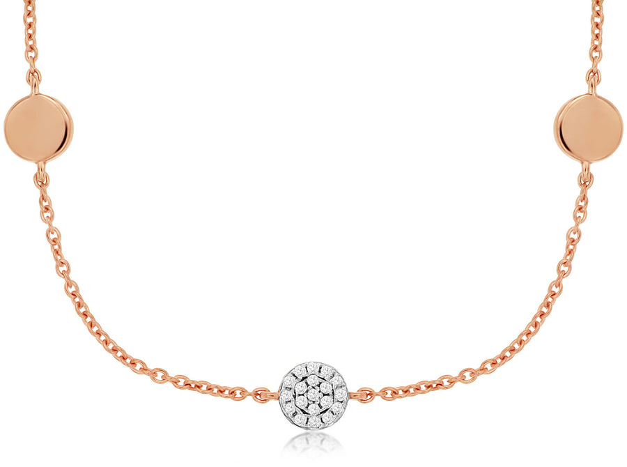 Rose Gold Diamond Pave Station Necklace