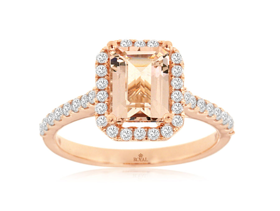 Rose Gold Emerald Morganite And Diamond Ring