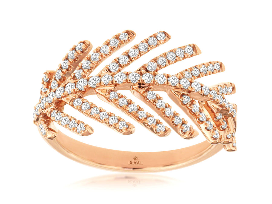 Rose Gold Feather Diamond Ring