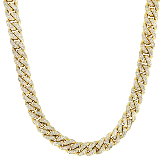 Miami Cuban Diamond Bust Down Solid Chain 20CTW