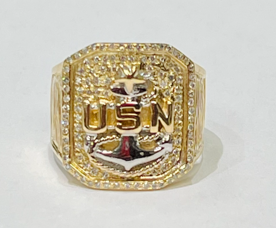 Navy Senior Chief Yellow Gold Diamond Ring