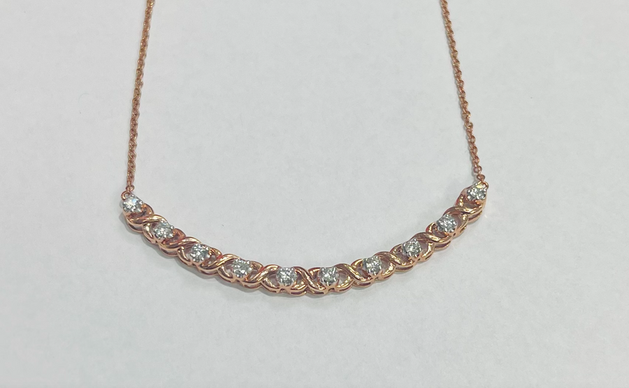 10K Rose Gold Diamond Necklace 
0.25CTW Diamonds 
16' Neckla...