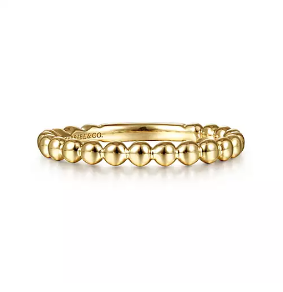 Yellow Gold Beaded Stackable Ring