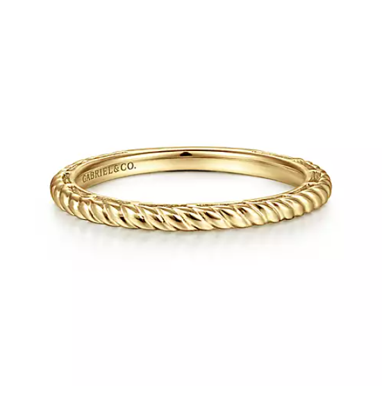 Yellow Gold Twisted Rope Stackable Ring