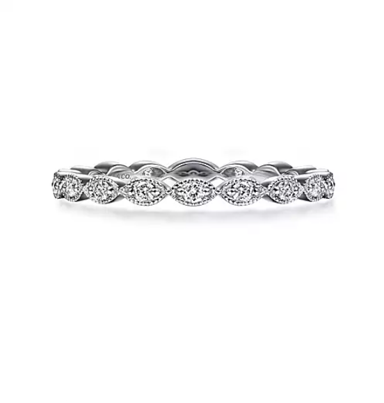 White Gold Marquise Station Diamond Stackable Ring