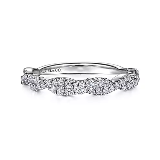 White Gold Twisted Diamond Stackable Ring