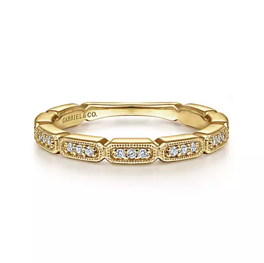Yellow Gold Segmented Diamond Stackable Ring