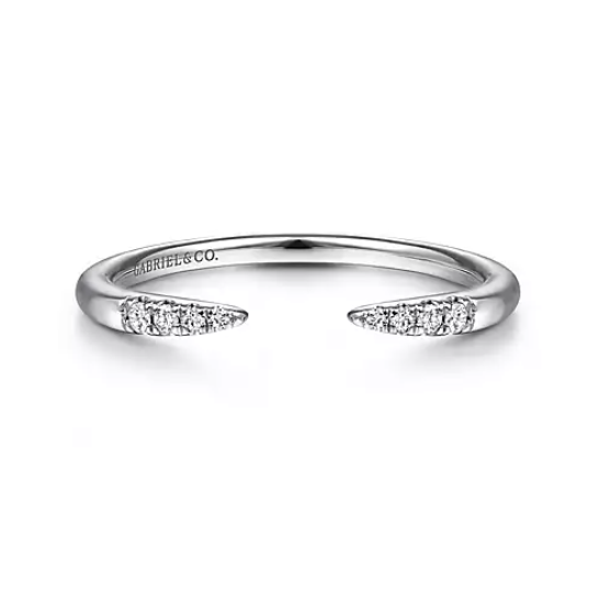White Gold Open Diamond Tipped Stackable Ring