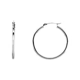 14K White 30 mm Polished Hoop Earrings