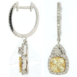 White Gold Yellow/White Diamond Halo Earrings