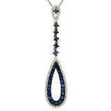 White Gold Sapphire And Diamond Drop Necklace