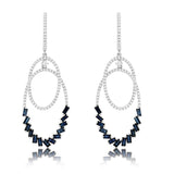 White Gold Mordern DIamond And Sapphire Drop Earrings
