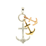 Tri Gold Anchor Diamond Necklace