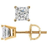 1 Carat Princess Cut Martini Diamond Stud Earrings
