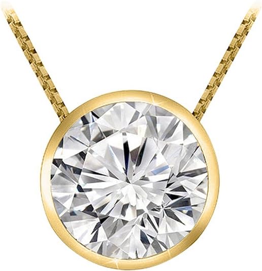 Yellow Gold 1/2CT Bezel Set Solitare Necklace