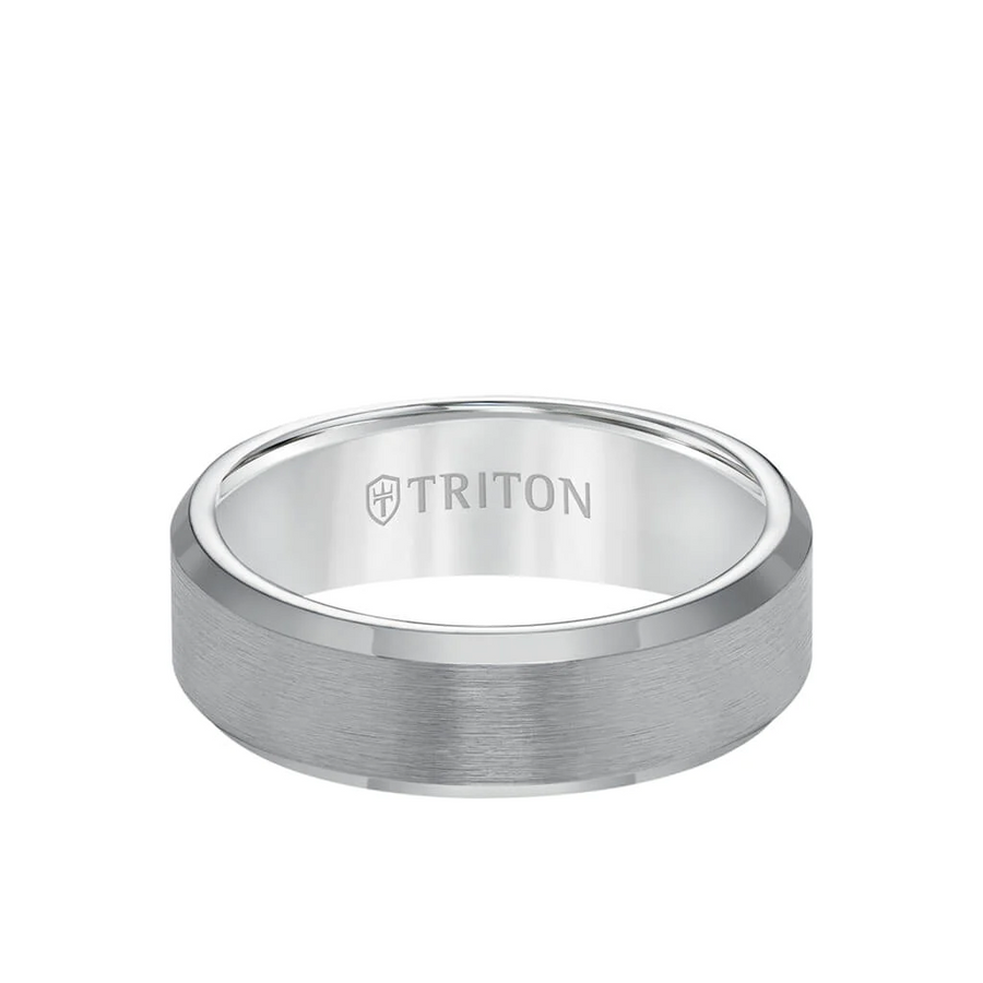 TRITON Tungsten Carbide Ring - Satin Finish and Bevel Edge