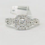 Simple Cushion Halo DIamond Twist Engagement Ring