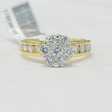 18KT Solitare Diamond Floral Style W/ Accents Engagement Ring