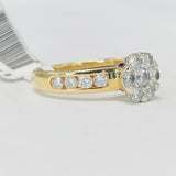 18KT Solitare Diamond Floral Style W/ Accents Engagement Ring