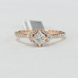 Vintage Inspired Princess Cut Diamond Halo Engagement Ring