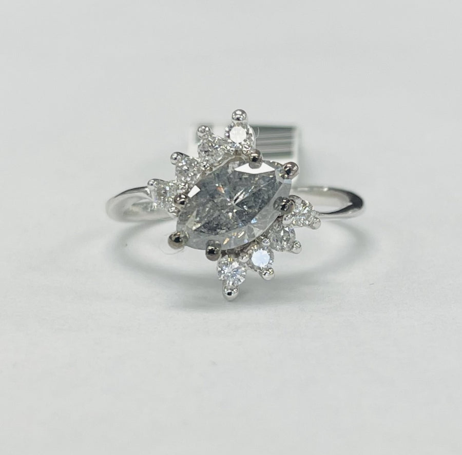 Salt And Pepper Modern Style Diamond Engagement Ring