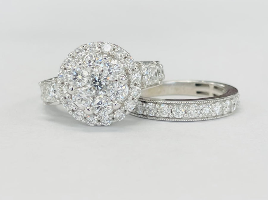 3 1/3CTW White Gold Diamond Composite Wedding Set