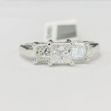 Three Stone Princess Cut Diamond Engagement Ring 1CTW