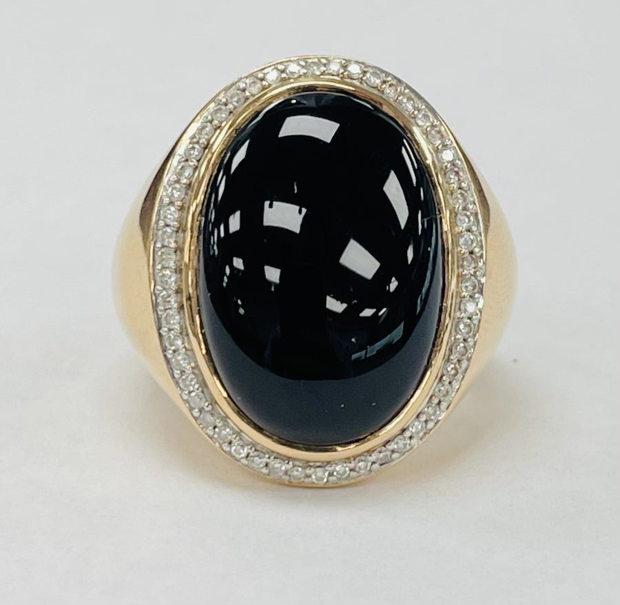 Rose Gold Statement Onyx And Diamond Ring