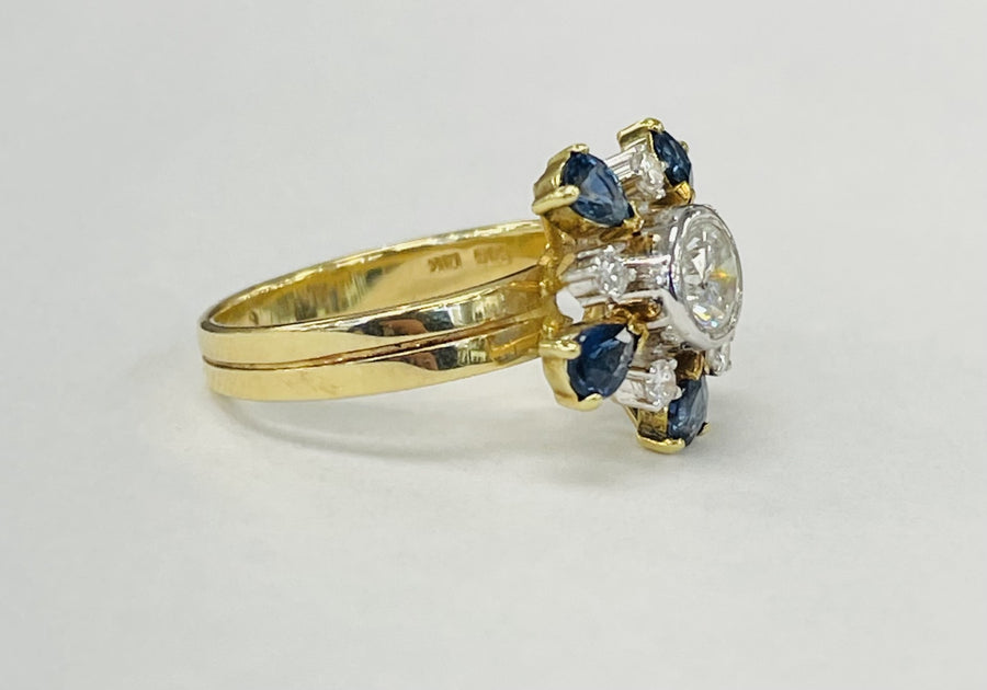 Vintage Floral Sapphire And Diamond Ring