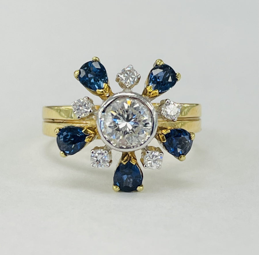 Vintage Floral Sapphire And Diamond Ring