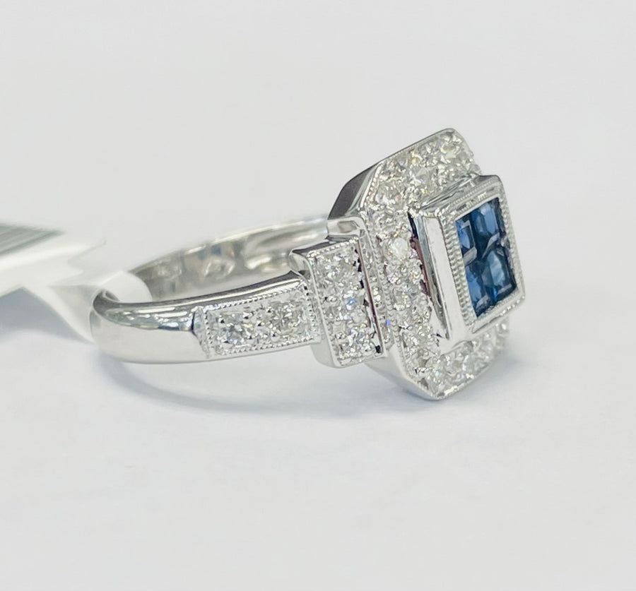 18KT Diamond And Sapphire Engagement Ring