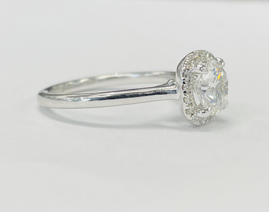 GIA Certified Simple Halo Diamond Engagement RIng