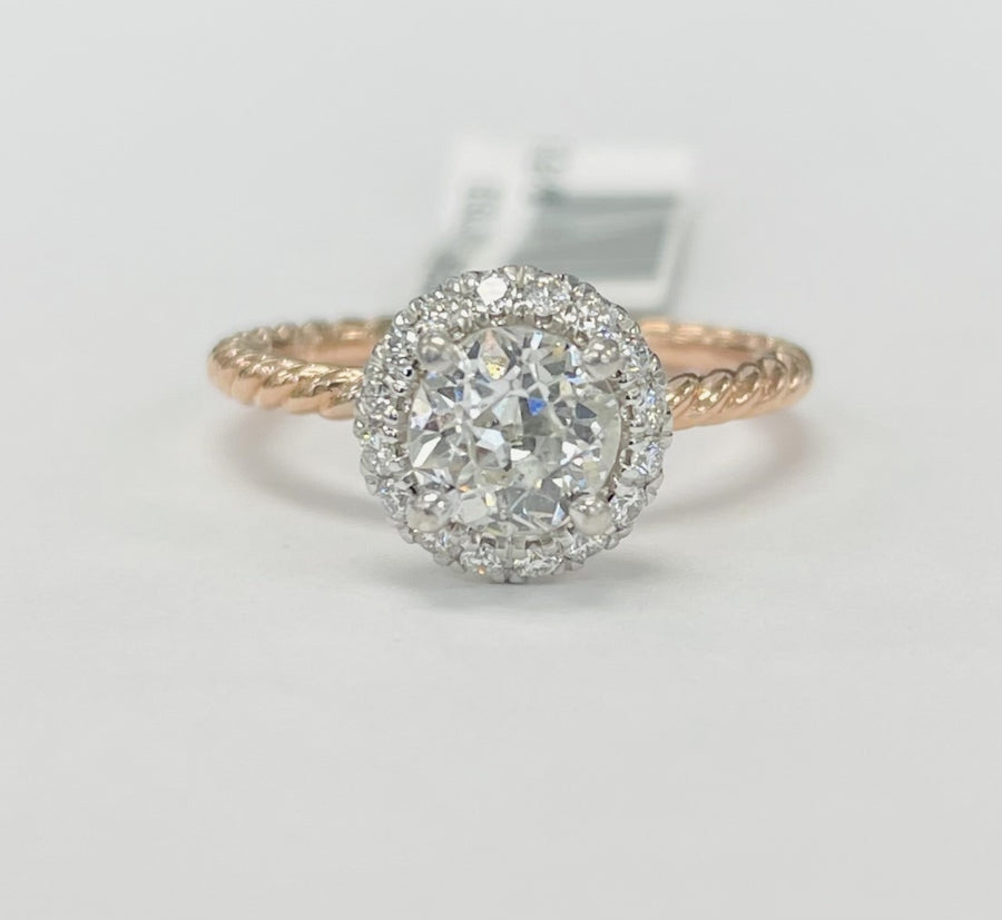 Vintage Inspired Rope Halo Diamond Engagement Ring