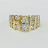 Yellow Gold Statement Marquise Diamond Engagement Ring