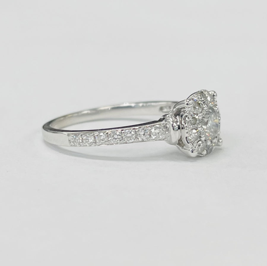 White Gold Halo Accented Diamond Engagement Ring