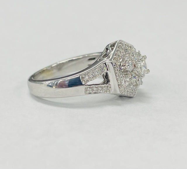 18KT Geometrical Composite Diamond Engagement Ring
