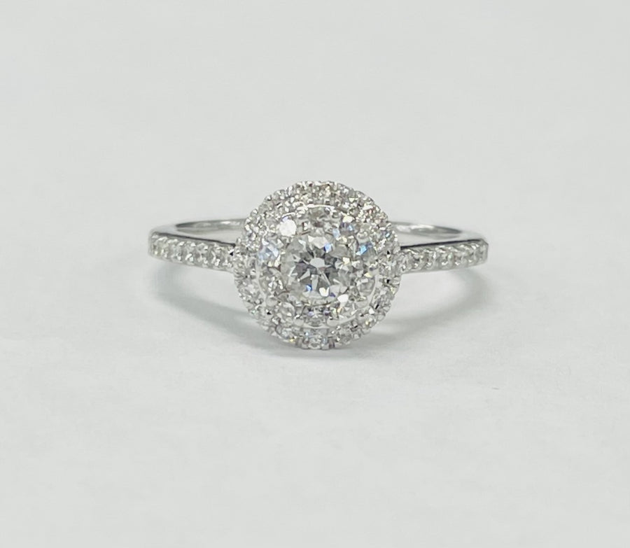 White Gold Composite Halo Diamond Engagement Ring