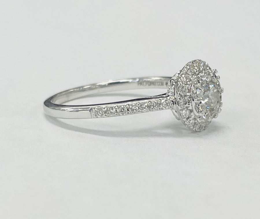 White Gold Composite Halo Diamond Engagement Ring