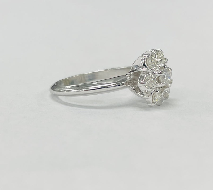 White Gold Flower Diamond Engagement Ring