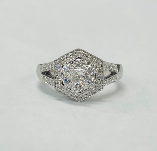 18KT Geometrical Composite Diamond Engagement Ring