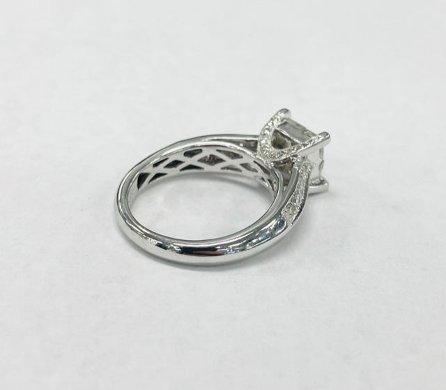 Elegant Accented Princess Cut Quad Engagement Ring