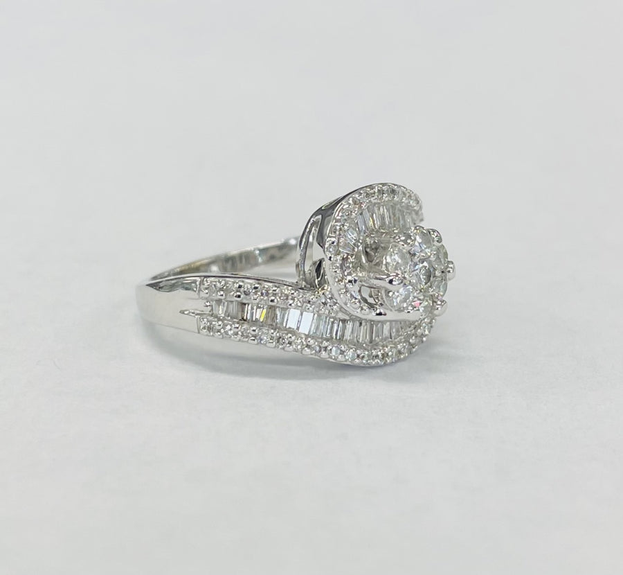 White Gold 2CTW Floral Tiwst Diamond Engagement Ring