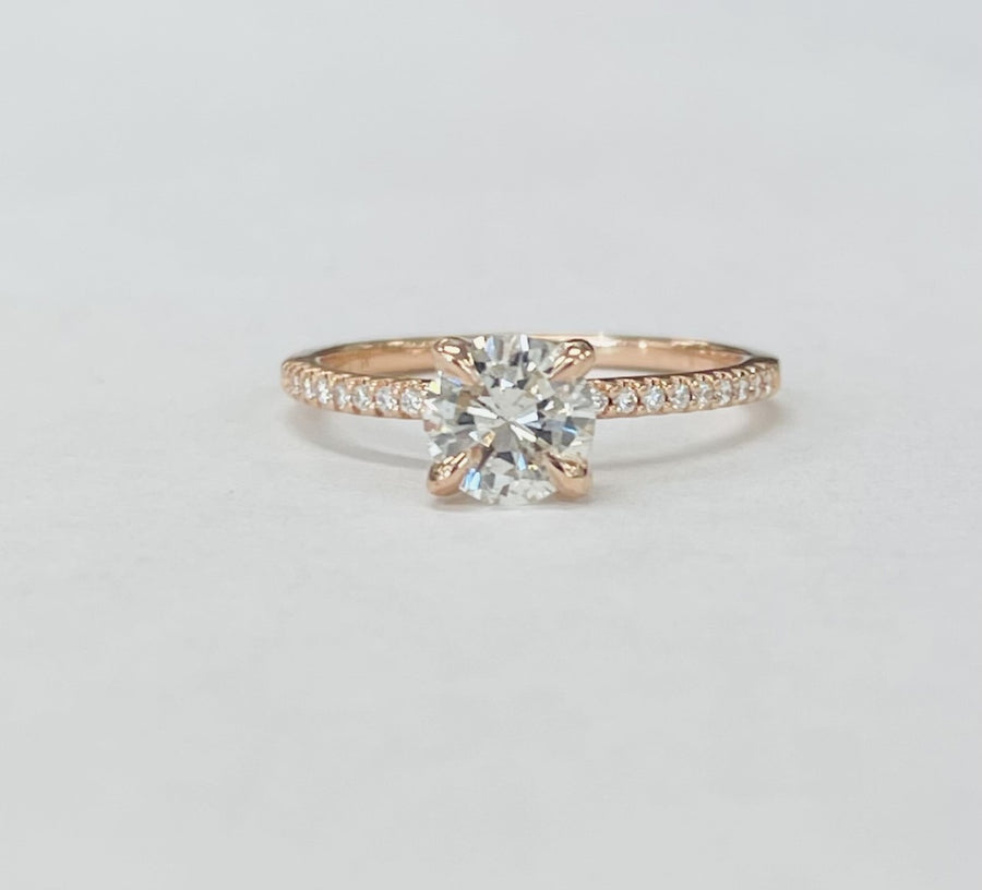 Rose Gold Accented Solitare Diamond Engagement Ring