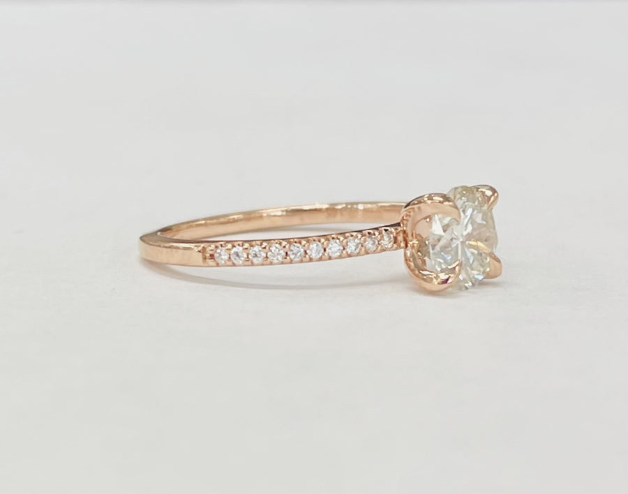 Rose Gold Accented Solitare Diamond Engagement Ring